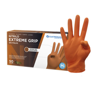 CX. LUVA NITRILO EXTREME GRIP LARANJA CUATROGASA